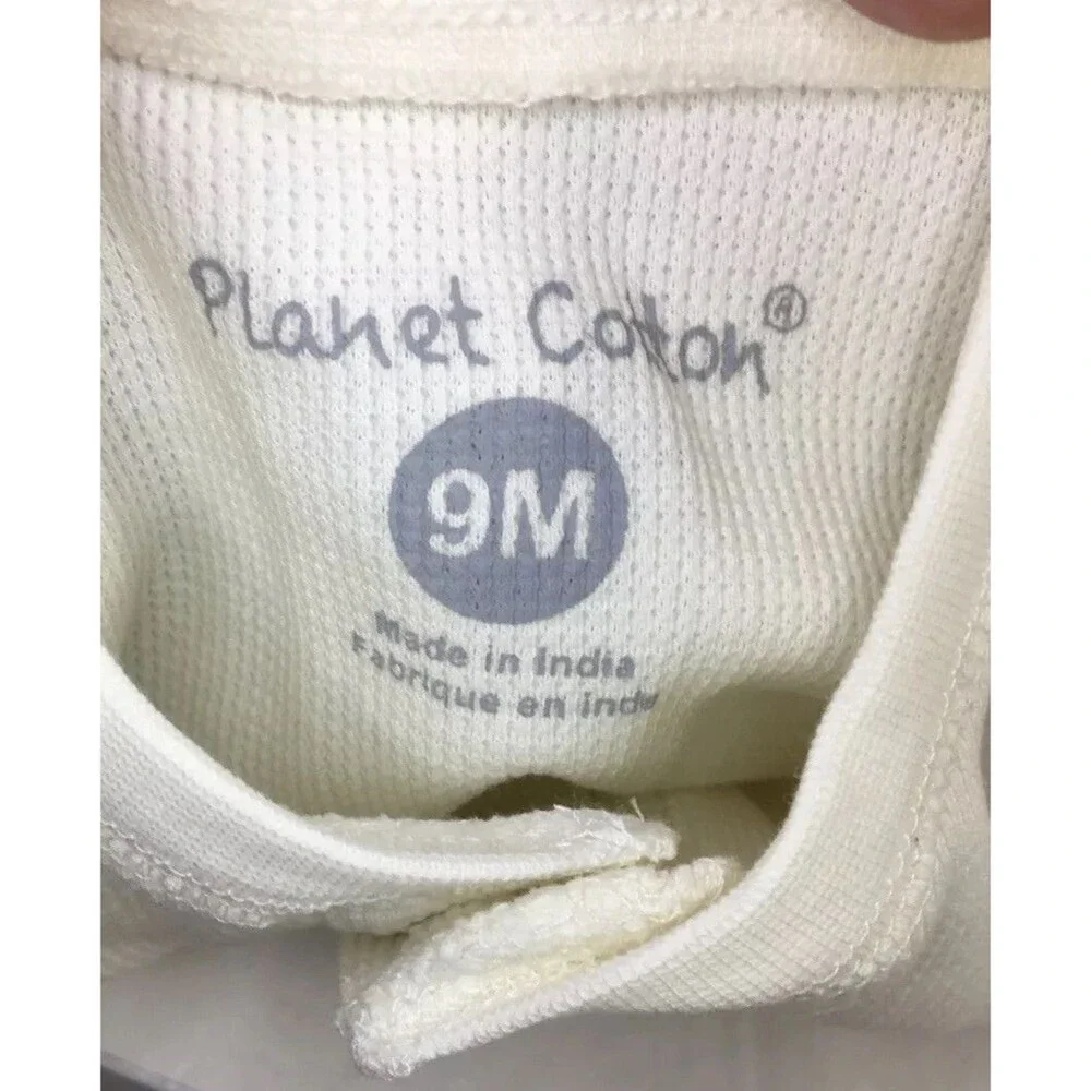 Planet Cotton Size 9M Thermal Henley Bodysuit in Ivory